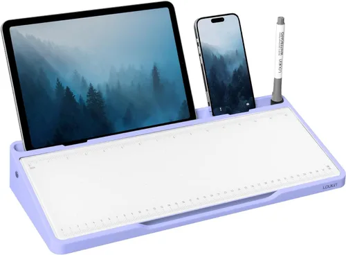 Miniatura 9 de LOUKIN Pizarra blanca de escritorio de vidrio, pizarra de escritorio de borrado en seco de 15.3 x 5.6 pulgadas con superficie punteada y graduada