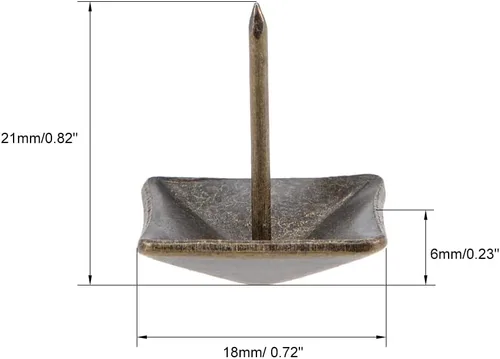 Miniatura 3 de uxcell Tapicería clavos tachuelas 0.709 in cabeza cuadrada muebles antiguos clavos alfileres de bronce 15 piezas