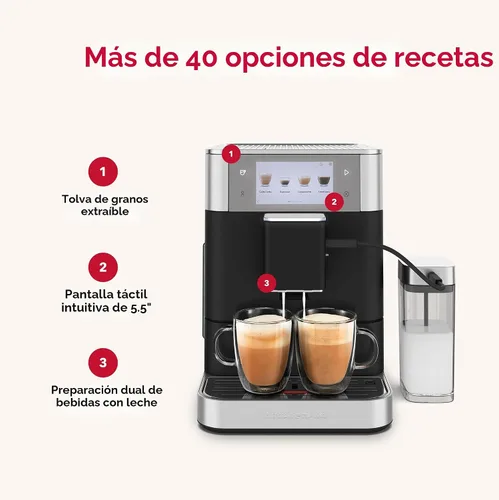 Miniatura 6 de Máquina de Espresso Completamente Automática KitchenAid KF8 con Accesorio para Leche y Opciones de Leche a Base de Plantas, KES8558BK, Negra