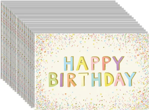Miniatura 2 de Manteles individuales de papel de confeti de feliz cumpleaños, manteles individuales cuadrados desechables para fiestas, 18 hojas por bloc