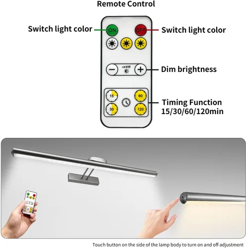 Miniatura 3 de MQOUO Luces de imagen inalámbricas de 24.4 pulgadas, luz de exhibición de arte con batería recargable con control remoto, regulable/temporizador
