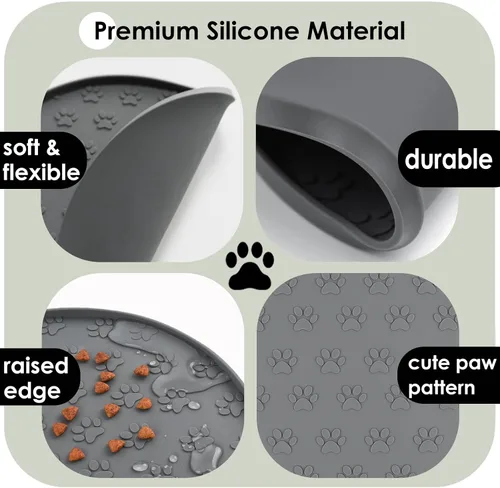 Miniatura 4 de Tapetes de alimentación de mascotas, para alimentos y agua, manteles individuales antideslizantes impermeables para perro y gato, paquete de 2
