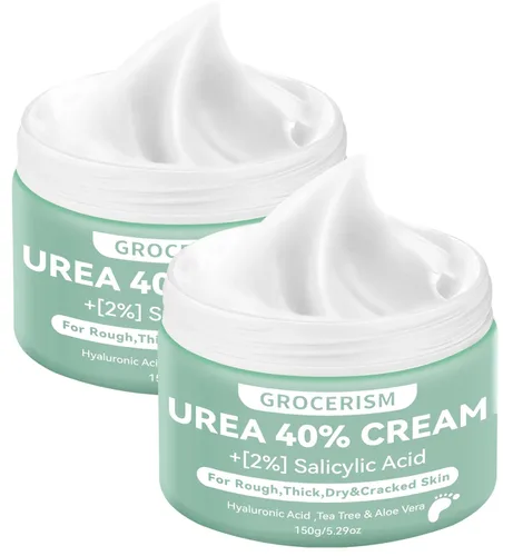 Miniatura 13 de Grocerism Crema de urea 40 por ciento para pies más 2% ácido salicílico 5.29 onzas Crema de pies y manos de máxima fuerza con ácido hialurónico