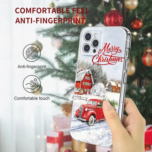 Miniatura 4 de Newseego Funda de Navidad para iPhone 12 Pro Max, serie a prueba de golpes, antiamarilla, policarbonato duro + TPU para mujeres y niñas, lindo coche