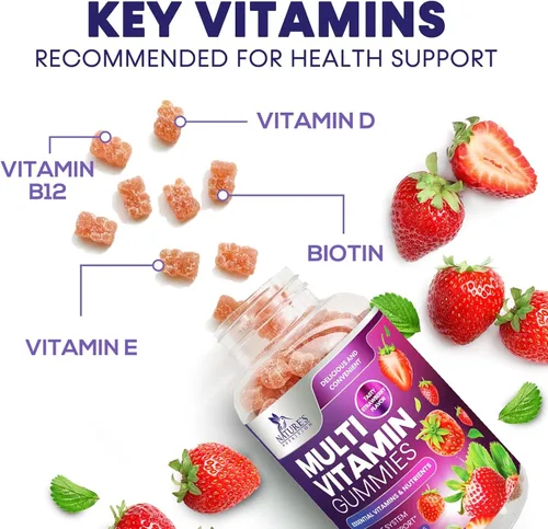 Miniatura 5 de Gomitas multivitamínicas para adultos – Gomitas multivitamínicas diarias para adultos con vitaminas A, C, D, B12 para mujeres y hombres, suplemento