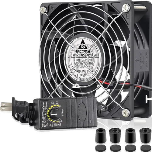 Miniatura 10 de GDSTIME Ventilador de 140 mm x 25 mm para computadora con enchufe AC, 110 V 120 V 220 V 240 V CA, controlador de velocidad variable de 4 V a 12 V