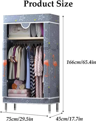 Miniatura 2 de large closets Portable Wardrobe Closet with Pattern Cloth Cover Closets for Bedroom Hanging Closet Saves Space Steel Rack Large Closet Space-saving