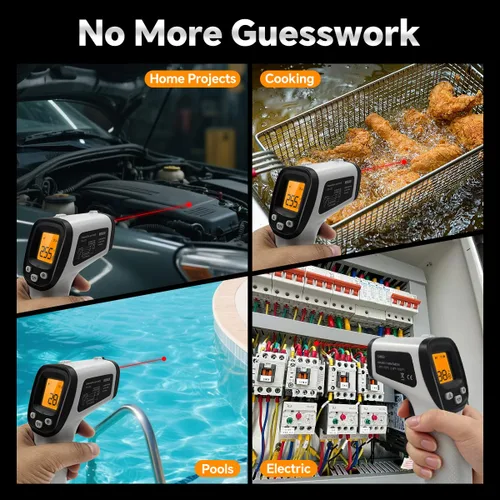 Miniatura 5 de Pistola termómetro digital infrarroja para cocinar, barbacoa, horno de pizza, termómetro infrarrojo láser con retroiluminación, -58℉~1022℉(-58.0