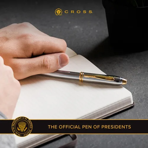 Miniatura 7 de Cross Townsend Bolígrafo Rollerball Recargable Presentado en una Caja de Regalo de Lujo - Punta Media, Tinta Negra, Negro y Dorado