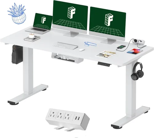 Miniatura 24 de FLEXISPOT EN2 Escritorio de pie de una pieza completa con regleta de alimentación de abrazadera, escritorio eléctrico de altura ajustable de 40 x 24