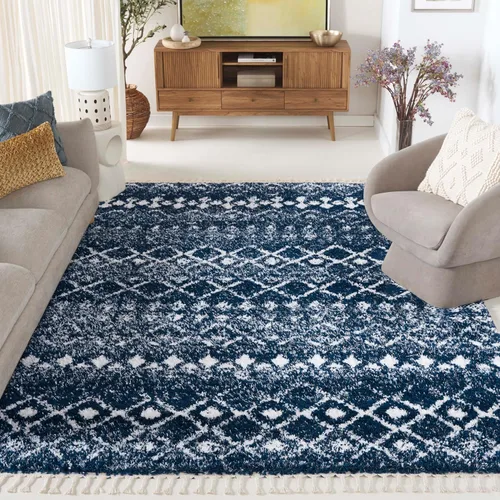 Miniatura 23 de SAFAVIEH Berber Fringe Shag Collection - Alfombra decorativa de 2 pies 2 pulgadas x 4 pies, color crema y gris oscuro, diseño que no desprende