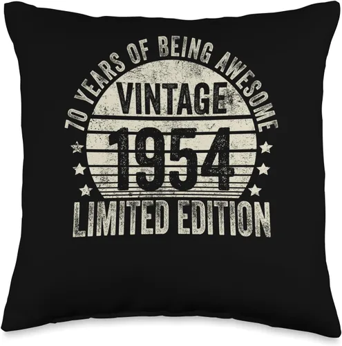 70 Year Old Vintage 1954 Limited Edition Bday Cojín retro de 70 cumpleaños para hombres y mujeres, 16 x 16 pulgadas, multicolor