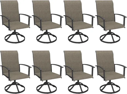 Miniatura 43 de VICLLAX Juego de 2 sillas de comedor giratorias para patio, sillas de exterior de tela de malla de textileno acolchada con reposabrazos para porche