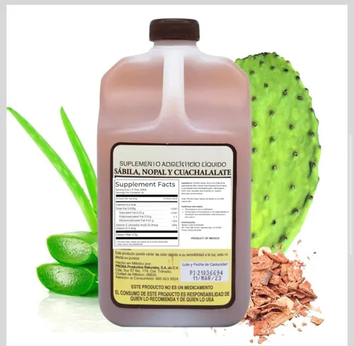 Miniatura 2 de Suplemento herbario de aloe vera, cactus nopal y cuachalalato – 33.8 onzas líquidas (1.05 cuartos de galón) – con vitamina C para apoyo digestivo e