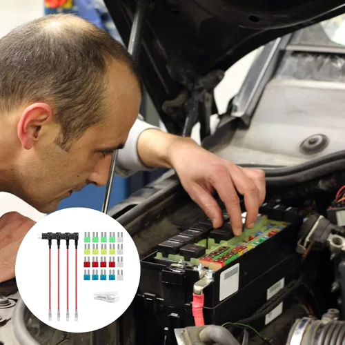 Miniatura 5 de Paquete de 4 adaptadores de fusible de 12 V para añadir un circuito para automóvil, tomas de fusible de hoja Micro2 con 20 fusibles