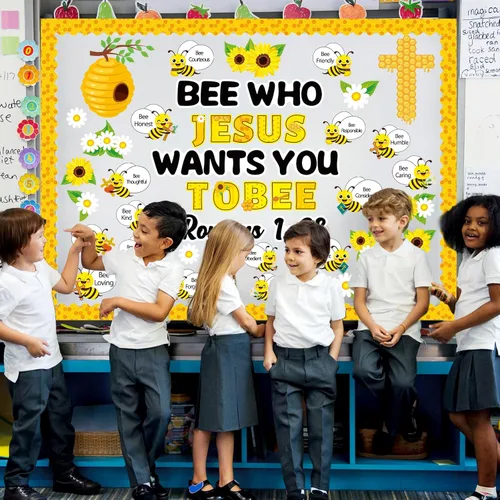 Miniatura 4 de gisgfim Decoración de tablón de anuncios de primavera con diseño de abeja Jesús, abeja, Jesús quien quiere que te abeja, decoración de aula