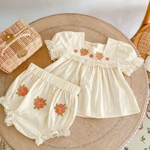 Miniatura 4 de Mameluco de lino para niña pequeña, vestido de manga hinchada con burbujas florales, ropa para recién nacidos, vestido de ciervo de Navidad