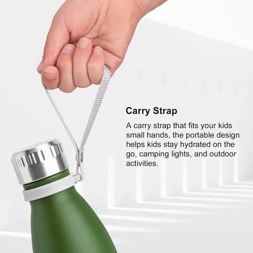 Miniatura 2 de koodee Botella de agua de acero inoxidable de 12 onzas con aislamiento al vacío para la escuela, botellas de agua deportivas de metal
