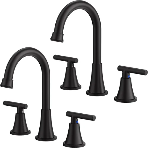 Miniatura 19 de Grifos de Baño para Lavabo de 3 Orificios, Hurran Grifo de Lavabo de Baño Dorado Cepillado con Desagüe Pop-up y Líneas de Suministro, Grifo Oro
