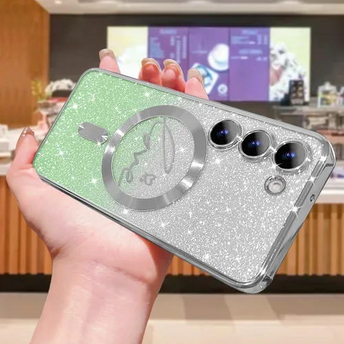 Miniatura 202 de ZONRW - Funda para Samsung Galaxy S22 Ultra magnética, para mujeres y niñas, cubierta trasera suave, lujosa, con corazón de amor, bling, degradado