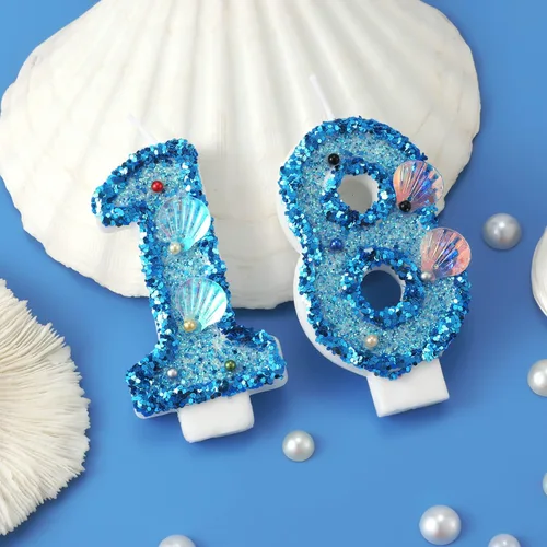 Miniatura 4 de Vela de número de cumpleaños de 3 pulgadas, con purpurina para decoración de pastel, lentejuelas y números de pastel para cumpleaños, boda