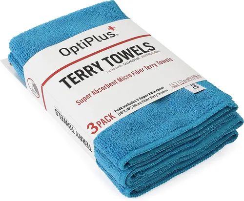Miniatura 4 de OptiPlus 16" x 16" Toallas de Terry de Microfibra Tratadas con Silvadur 930 Antimicrobial - Azul
