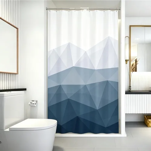 Miniatura 5 de Sunlit - Cortina de ducha de diseño de 36 x 72 pulgadas ombre azul pequeña para cabina de ducha RV de medio tamaño, cortinas estrechas para baño