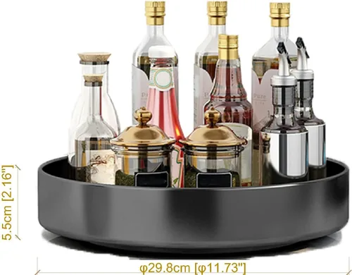 Miniatura 5 de Organizador de especias de metal grande giratorio de 12 pulgadas para gabinete de cocina, Lazy Susan giratorio para encimera, estante