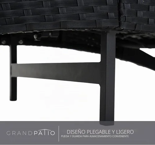Miniatura 7 de Grand patio Sillón de mimbre para exteriores de 4 posiciones ajustable plegable de aluminio para patio, tumbona con cojín beige