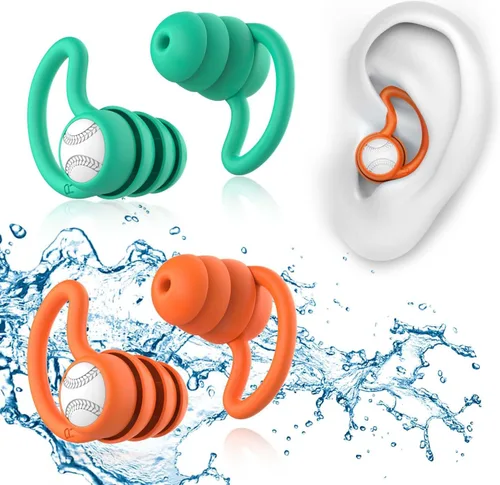 Miniatura 12 de Tapones para los oídos de natación impermeables, 1 par de tapones de silicona para los oídos para adultos y niños, tapones para los oídos
