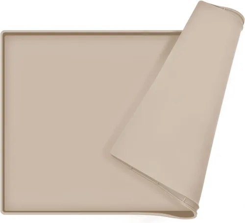 Miniatura 12 de Tapete de comida para perros, bandeja de comida impermeable de silicona, mantel individual antideslizante para mascotas, borde elevado de 0.6
