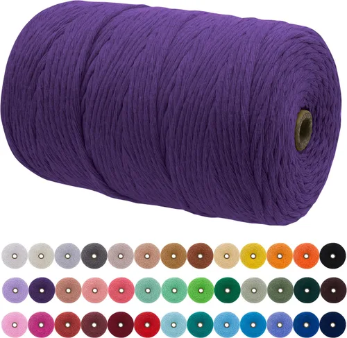 Miniatura 38 de JeogYong Cordón de macramé de un solo hilo 2mm x 164 yardas (492 pies) Cuerda de algodón suave, hilo de macramé 2 mm, suministros de macramé