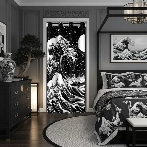 Miniatura 30 de Castle Fairy Cortina con estampado de piel de vaca para jóvenes adultos, diseño abstracto de piel de vaca blanca y granate, cortina opaca