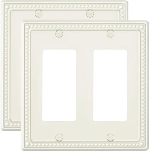 Miniatura 55 de Paquete de 4 placas de cubierta para interruptor de luz de palanca individual, cubiertas decorativas de perlas, placa de pared de metal almendra