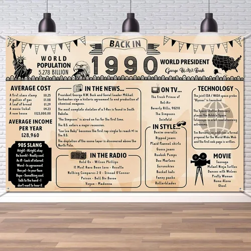Miniatura 32 de Cartel de fondo grande de pared con texto en inglés "Back in 1925", estilo retro, feliz 101 cumpleaños, boda, aniversario, 101 años, reunión