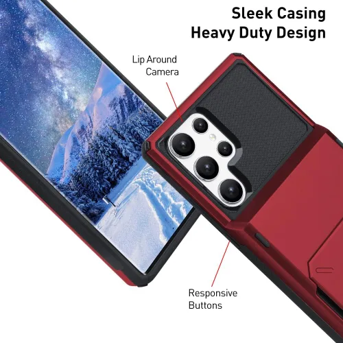 Miniatura 4 de Funda con tarjetero Marphe para Samsung Galaxy S22 Ultra con ranura para 4 tarjetas, soporte para tarjetas de crédito, cubierta a prueba de golpes