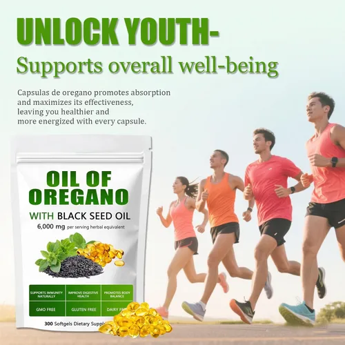 Miniatura 8 de Aceite de orégano con aceite de semilla negra, cápsulas de aceite de orégano orgánico, suplemento puro y natural, apoyo inmunológico Mejora