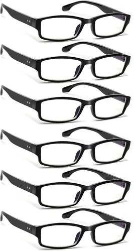 JOSCHOO Paquete de 6 gafas de lectura para computadora para hombres y mujeres con bisagras de resorte cómodas para lectores de hombres y mujeres