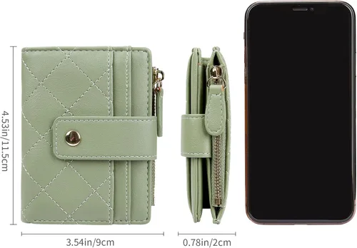 Miniatura 70 de Cartera de cuero para mujer, pequeña, compacta, plegable, con bolsillo para monedas con cremallera