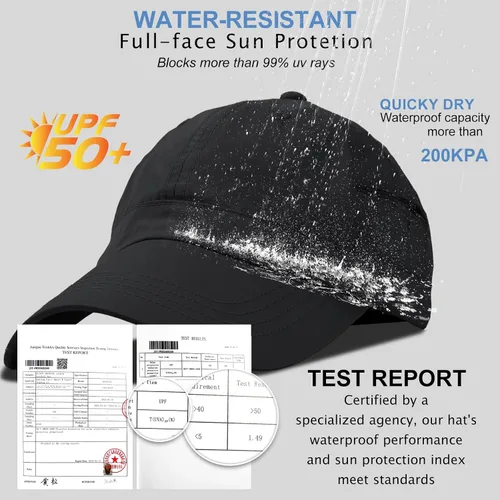Miniatura 9 de Gorra de béisbol impermeable para hombre, sombrero de lluvia plegable para correr al aire libre, sombrero de pesca solar