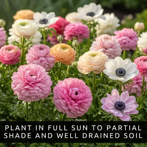 Miniatura 5 de Lovely Day - Mezcla de bulbos de flores de anémona y ranúnculo, bombillas de primera calidad para plantar, colores claros, plantas perennes fáciles