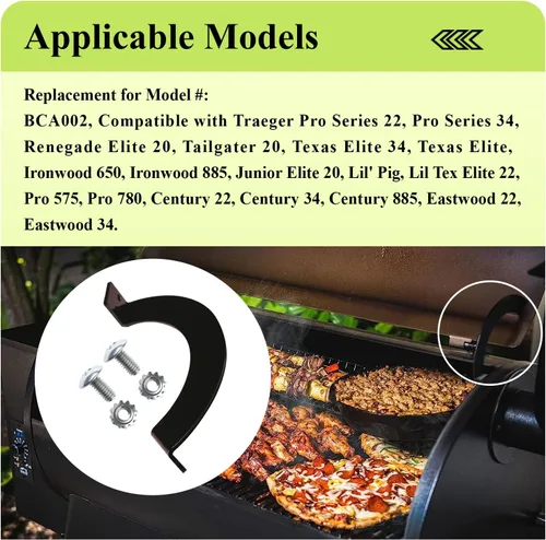 Miniatura 4 de Newly BCA001 - Tapa de parrilla lateral izquierda y BCA002 para puerta lateral derecha, arco con tornillos, apto para la mayoría de parrillas