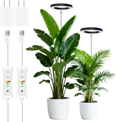 Miniatura 17 de yadoker 72 LEDs Luz de cultivo de plantas para plantas de interior, Luz de escritorio de aluminio con grano de madera de nogal LED, Altura