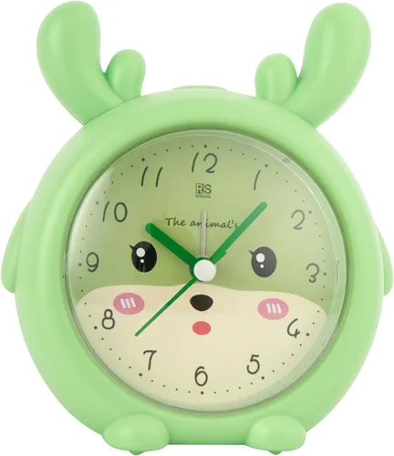 Miniatura 10 de Reloj despertador de silicona silencioso sin tictac para niños, con diseño de animal, para viajes, con luz nocturna (A- conejo blanco)