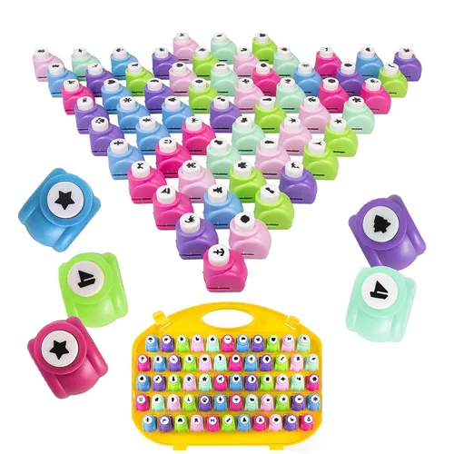 Miniatura 7 de Perforadoras de papel para álbum de recortes, 58 perforadoras pequeñas con estuche, todos diseños diferentes 58 piezas