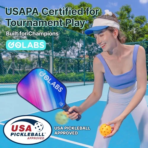 Miniatura 2 de Juego de palas de pickleball Golabs PB1 de 2, superficie duradera de fibra de vidrio y núcleo de polímero de potencia STR de 16 mm de núcleo, Rosa