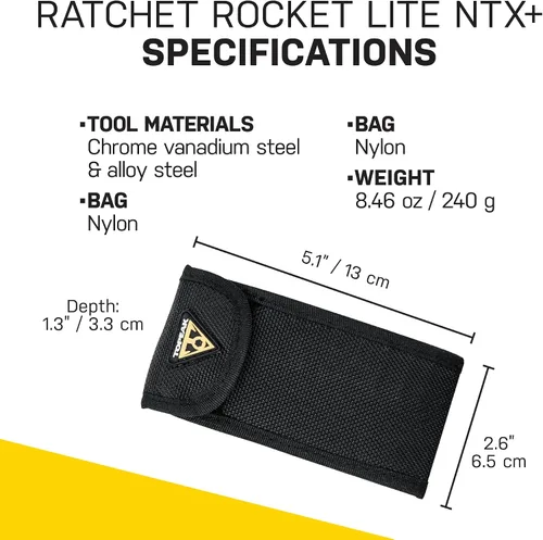 Miniatura 7 de Topeak Ratchet Rocket Lite NTX+ Kit de herramientas de reparación de bicicletas, multiherramienta compacta de 19 funciones con par de torsión