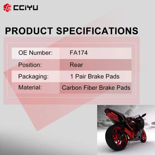 Miniatura 6 de CCIYU Pastillas de freno de motocicleta aptas para Honda, para Suzuki, para Yamaha, pastillas de freno traseras de fibra de carbono