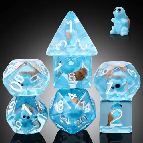 Miniatura 28 de Juego de dados de conejo DND, DNDND 7 dados poliédricos de resina con bolsa de terciopelo para juegos de rol D&D Dungeons and Dragons