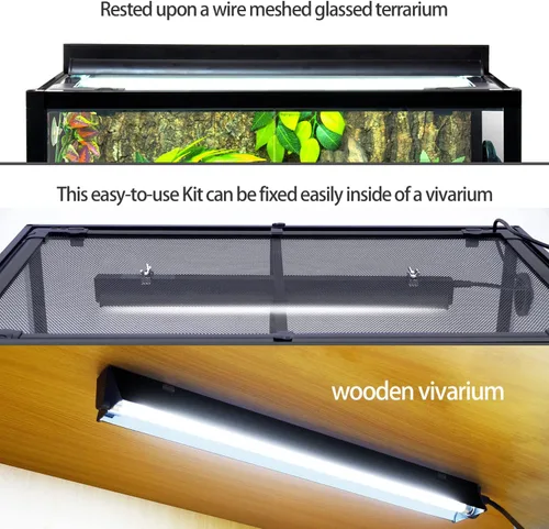 Miniatura 3 de REPTI ZOO Kit combinado de iluminación para reptiles T5 HO UVB de 8 W, campana de terrario de reptil de 12 pulgadas, con reflector curvado
